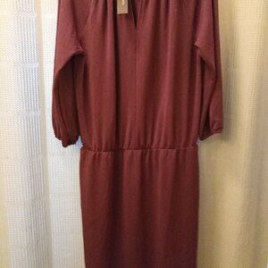 Talbot's Cranberry Dress L 3/4 Sleeve